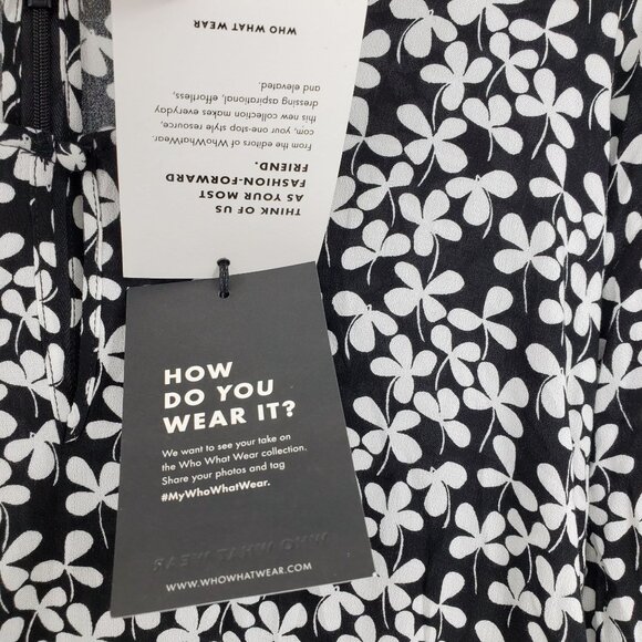 NWT Who What Wear Tossed Cloverbud Black and White Print 3/4 Sleeve Romper 4X - Picture 13 of 13